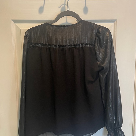 Anthropologie Current Air BLACK Metallic Blouse Size S - Picture 8 of 9